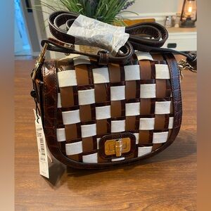 NWT Brahmin Blair Pecan Edgewater Weaved Leather Crossbody Bag purse